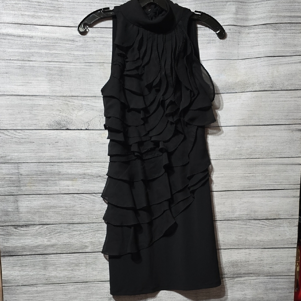 White House Black Market Black Ruffled Mini Dress